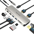 USB C Docking Station USB C to Dual HDMI Adapter USB C Hub Dual Monitor, 13 in 1 Multiport Triple Display Type C Dongle with Dual HDMI 4K, DP, PD Charger, 5 USB, Ethernet, SD TF Card Reader, Audio