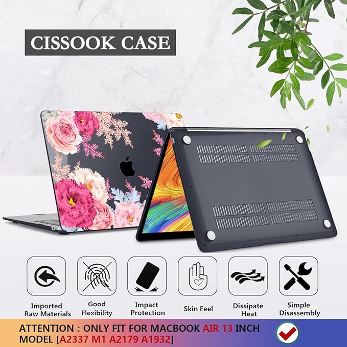 CISSOOK Floral Case Cover for MacBook Air 13 Inch 2020 2021 2019 2018 Release - Image 6