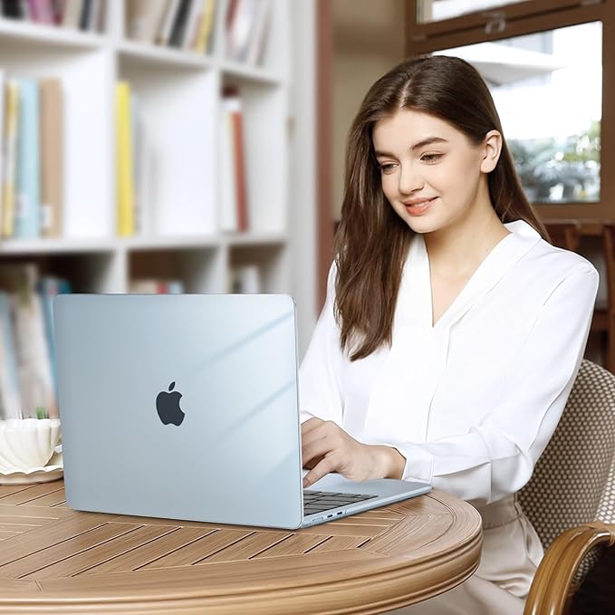 MOSISO Compatible with MacBook Air 13 inch Case 2025 2024 2023 2022 M4 A3240 M3 A3113 M2 A2681, Plastic Hard Shell&Keyboard Cover&Screen Film&Type C for MacBook Air 13.6 inch Case, Crystal Sky Blue