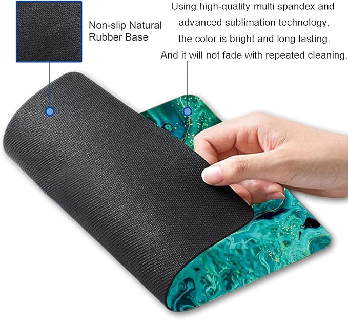 Hokafenle Mouse Pad, Green Marble Mouse Pad Non-Slip Rubber Base Gaming MousePads for Computers Laptop Office, Cute Mouse Pads with Designs for Women, 9.5"x7.9"x0.12" Inch