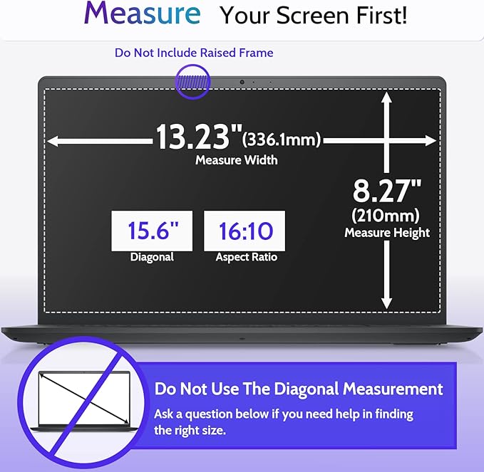 3 Pcs 15.6 Inch Laptop Anti Blue Light Screen Protector for 16:10 Widescreen Monitor, 15" Computer Glare Filter/Uv Blocker Shield Cover/Eye Protection Film