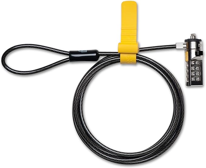 Kensington Combination Cable T-Bar Standard Lock Slot for Laptops, Resettable 4 digit password with 6 Foot Cable, K64673AM
