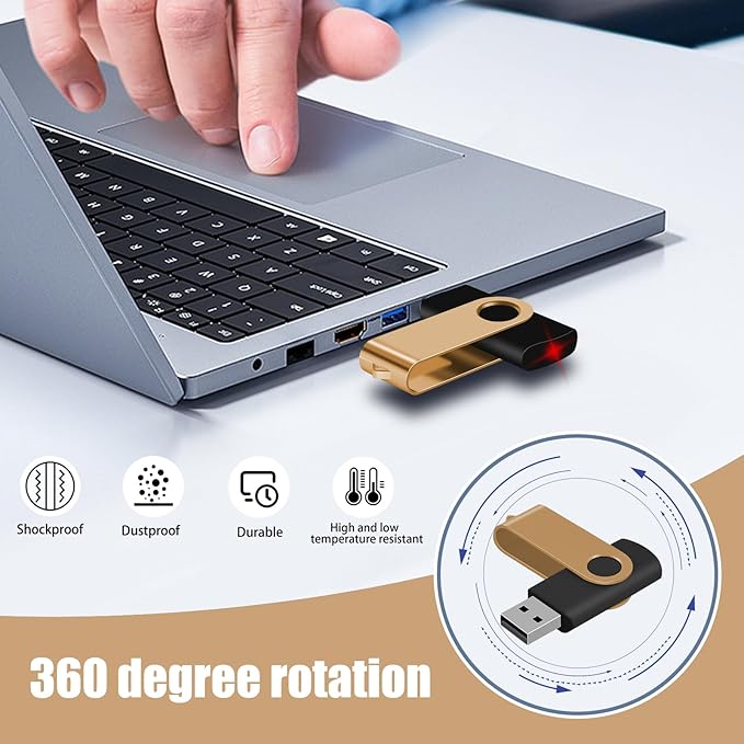 EASTBULL 16GB USB Flash Drive Bulk Thumb Drives 50 Pack with Lanyards USB 2.0 Jump Drive 16 GB Memory Sticks Zip Drive Pen Drive for Storage and Backup Gold 50PCS 16GB