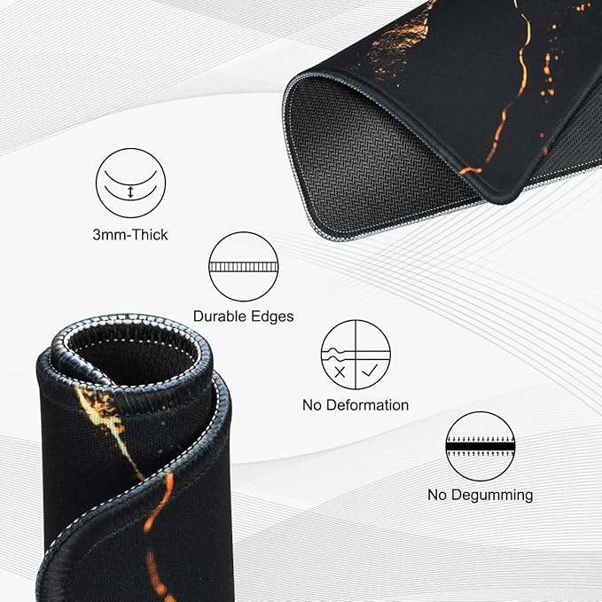 JIKIOU 3 Pack Mouse Pad with Stitched Edge, Comfortable Mouse Pads with Non-Slip Rubber Base, Washable Mousepads Bulk with Lycra Cloth, Mouse Pads for Computers Laptop Mouse 10.2x8.3in Yellow Gilding