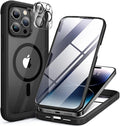 Miracase Glass Series Designed for iPhone 14 Pro Max Case 6.7 Inch, Upgrade Full-Body Magnetic Case with Built-in 9H Tempered Glass Screen Protector, with Camera Lens Protector, Magnetic Black
