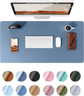 YSAGi Leather Desk Protector, Office Mat, Large Mouse Mat, Non-Slip PU Leather Blotter, Laptop Desk Pad, Waterproof Writing Pad for Office and Home (Blue, 35.4" x 17")