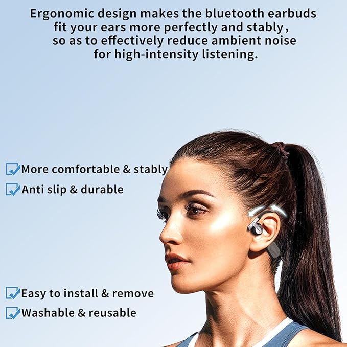Earbud Tips Soft Anti Slip Washable Reusable Silicone Fit Most In-Ear Earbuds (Inner Hole 3.8mm-5.1mm) 18pcs S M L