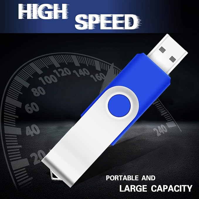 8GB USB Bulk Flash Drives 100 Pack, EASTBULL USB 2.0 Flash Drive Bulk Thumb Drive Pack Memory Stick Swivel Pen Drives (Blue)