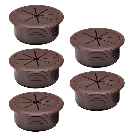 5 Pcs Desk Grommet 2-1/16" / 53 mm, Desk Hole Cover for Cables Coffee, Cable Grommet ABS Plastic, Desk Hole Grommet for Home & Office Pc, Detachable Cable Cord Organizer