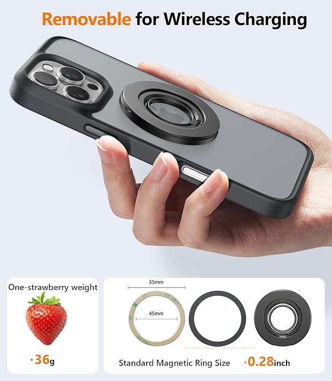 TORRAS 2025 Upgrade [Dual-Ring] Fit for MagSafe Phone Grip Ring Holder [Dual-Ring] Compatible with MagSafe Kickstand Magnetic for iPhone 16/15/14/13/12/11 Samsung, Google Accessories, Silver White