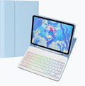 Keyboard Case for Galaxy Tab S6 Lite 10.4 Inch 2024/2022/2020, Slim Lightweight 7 Color Rainbow Backlight Detachable Magnetic Bluetooth Keyboard Cover with S Pen Holder,Sky Blue