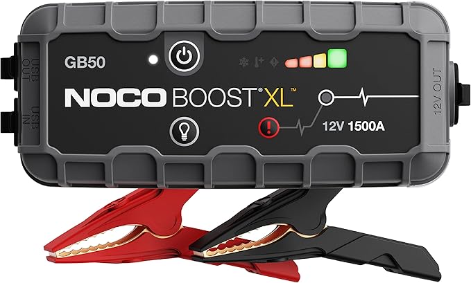 NOCO Boost GB50: 1500A UltraSafe Jump Starter – 12V Lithium Battery Booster Pack, Portable Jump Box, Power Bank & Jumper Cables - for 7.0L Gas and 4.5L Diesel Engines