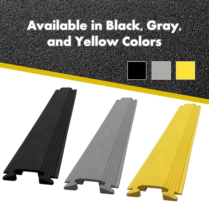 Kable Kontrol Drop Over Floor Cord Cover – 60” Inch Long 1 Channel Cable or Wire Protector – 50 Pcs Bulk Pack - Rubber Ramp for Indoor and Outdoor Use – Black
