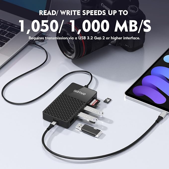 3 in 1 Portable SSD 500GB, Up to 1050MB/s, USB-C External Solid-State Drive with Multi-Port USB 3.2 Hub, SD/TF Card Reader. Docking Station with PC/Mac/laptop/iPhone 17/Windows/Android/Linux/iOS