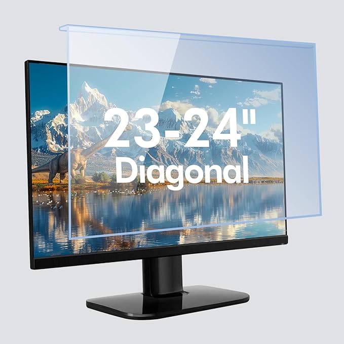23-24 Inch Blue Light Filter for Computer Monitor, Computer Screen Blue Light Blocker Panel for 23, 23.6, 23.8, 24 Inch Diagonal Widescreen Desktop PC iMac Monitor, HD Not Anti-Glare