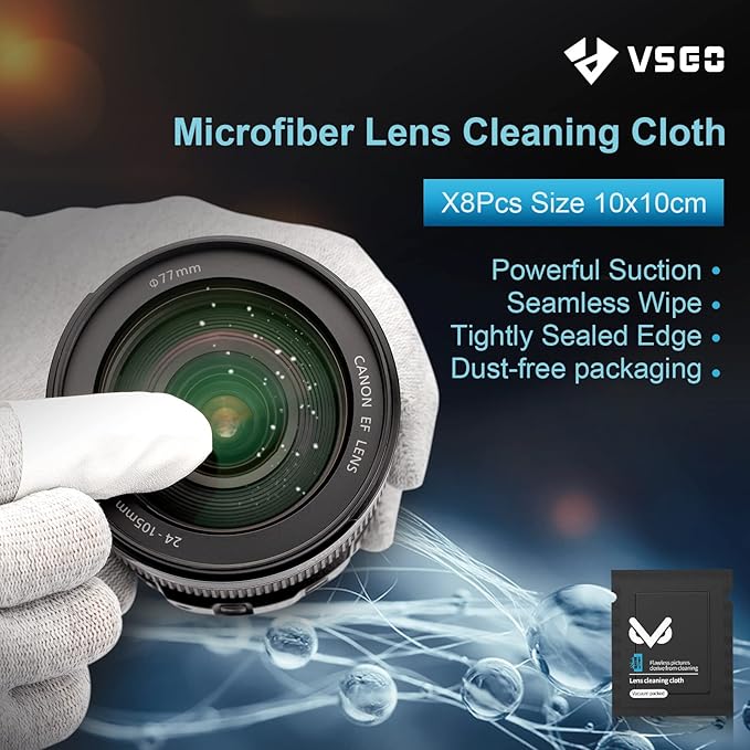 VSGO Professional Camera Cleaning Kit with Portable Bag Air Blower Lens Cleaning Pen Spray Cotton Swab Cloth Compatible for Canon, Nikon, Sony DSLR Cameras and Sensitive Electronics Bundle(VS-A3E)