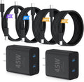 Super Fast Samsung Charger Type C,45W Dual Port USB C Fast Charger Block [2-Pack] & Extra Long 60W 3/6/10/10FT USB C Cable - PD Quick Charging 3.0 For Samsung Galaxy S25 Ultra/S24+/S23 iPhone 16
