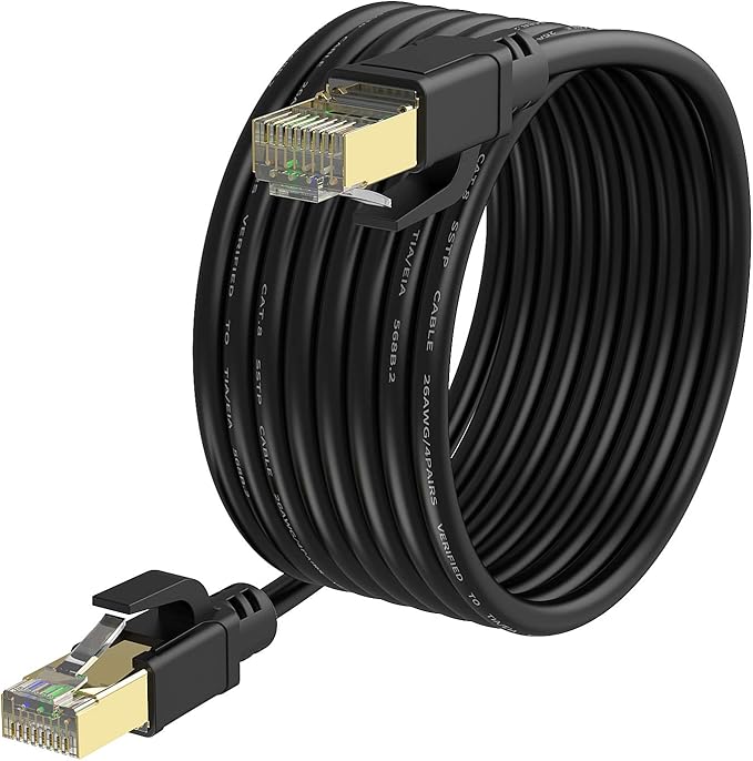 YixHG CAT 8 Ethernet Cable 50 ft, Internet Network Cord, 40Gbps 2000Mhz LAN Wires, High Speed SSTP LAN Cables with Gold Plated RJ45 Connector for Router, Modem, Gaming, Xbox (50 ft)