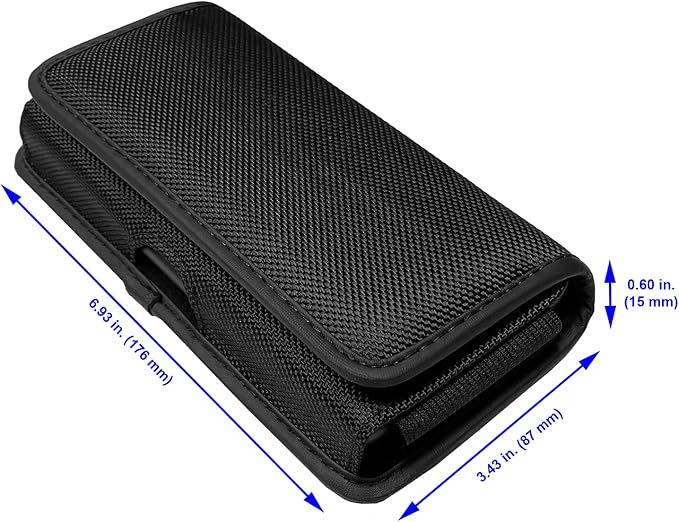 Nylon Cell Phone Holster for Samsung Galaxy A21, A22 5G, Note20 Ultra, S20/S21/S22 Ultra 5G, T-Mobile REVVL 6 Pro - Horizontal Case Canvas Waist Carrying Pouch with Belt Clip/Loops, Black