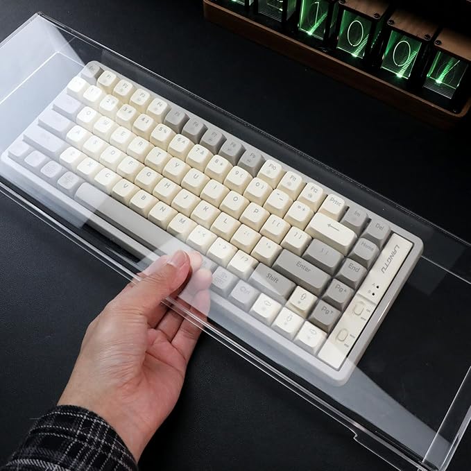 Keyboard Cover Acrylic Keypad Cover: Cabilock Clear Keyboard Dust, Anti Cat, Protector for Desktop, Prevent Cats from Touching (18.5x5.9x1.8 inch)