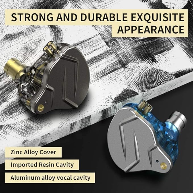 KZ ZSN Pro in-Ear Earbud Headphones Metal Faceplate,Hybrid Dynamic Driver Balanced Armature IEMs with Detachable Cable,in-Ear Headphones Compatible for iPhone Android,Workout(Blue Without Mic)
