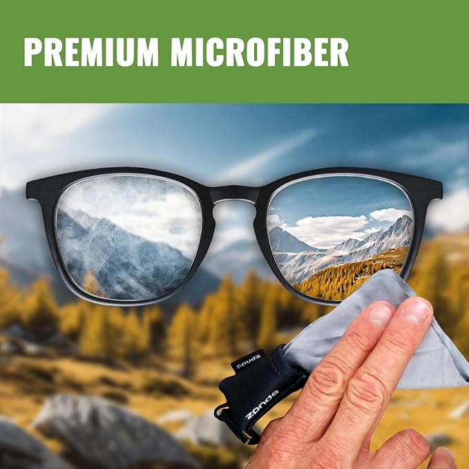 SPUDZ Ultra Microfiber Lens Cleaner – Closable Pouch, Clip-On, Washable – for Optics, Scopes, Glasses | Stealth Shadow, 6 x 6 Inch