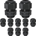 20 Pcs 3/4" NPT Nylon Cable Glands, IP68 Waterproof Adjustable Cord Grip Cable Connector Strain Relief Wire Protectors for 13-18mm Cable Diameter, Black