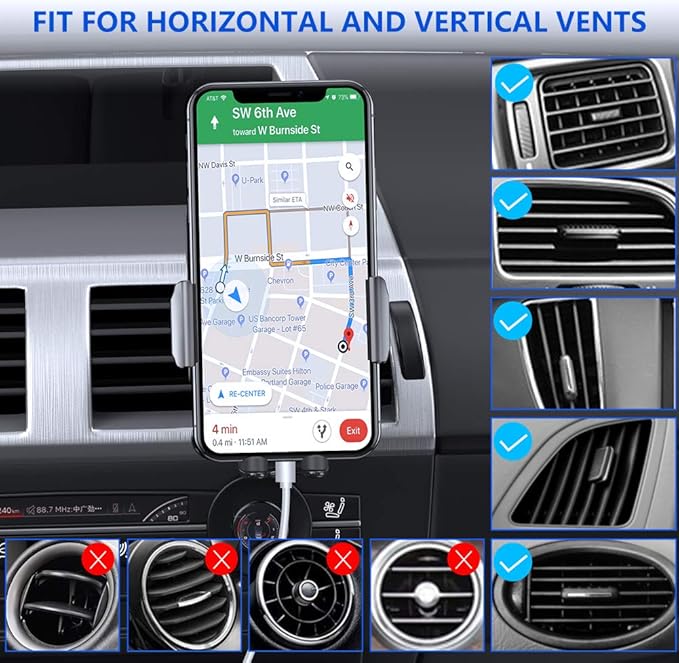 Miracase Upgraded-2nd Generation Universal Phone Holders for Your Car, Hands Free Air Vent Car Phone Holder Mount Compatible with iPhone 16/15/14/13/12/11 Series and All Phones
