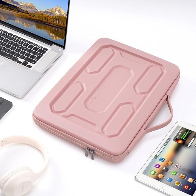 DOMISO 17 inch Laptop Sleeve with Handle Shockproof Waterproof EVA Protective Case for 17.3" ZBook Fury 17.3 G8/MSI GS73VR Stealth Pro/HP Envy 17/LG Gram 17"/ROG Strix GL702VS, Pink