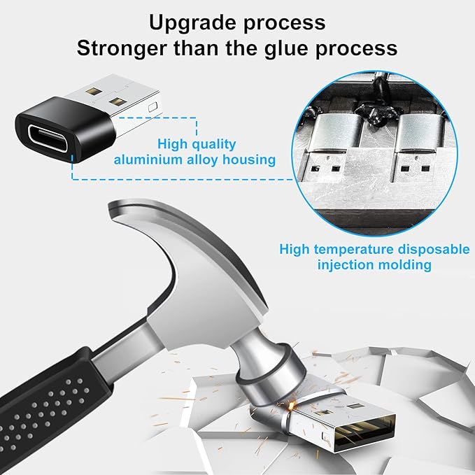 USB Type C Adapter 8 Pack,USB to USB C Adapter,USBC Type A Male Female OTG Converter Adaptor,Charger Cable Connector for iPhone 15 14 13,MacBook Pro,iPad,iMac,Grey