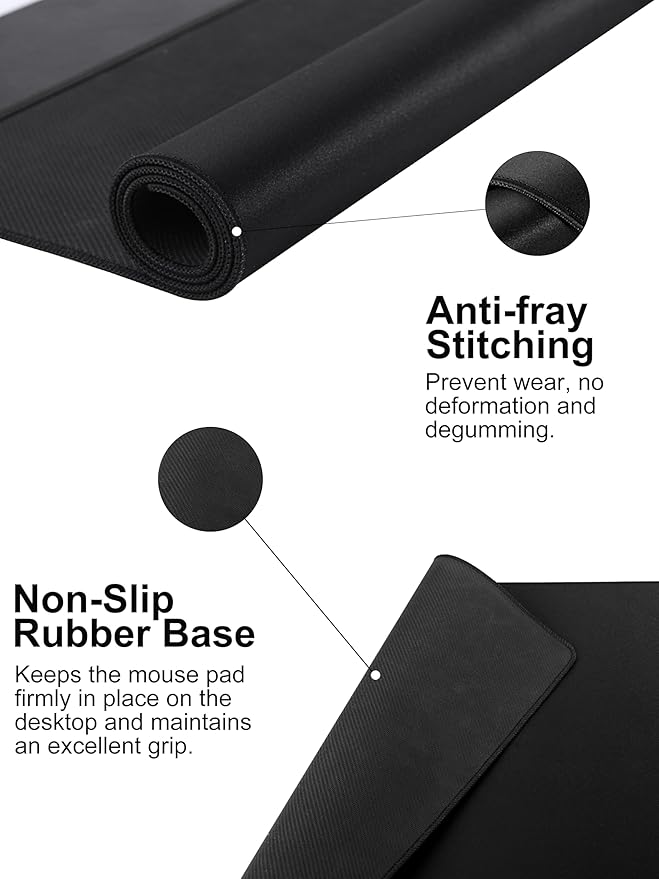 TopMade Mouse Pad with 15W Fast Wireless Charging, 35.43"x15.75" XXXL Large Gaming Waterproof Desk Pad with Ultra-Smooth Surface, Non-Slip Base, Classic Black Computer Desk Mat for MacBook, PC, Laptop