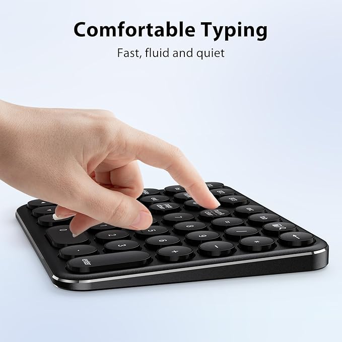 iClever Bluetooth Number Pad, Portable Wireless Number Pad, Aluminum Rechargeable 35-Keys Numeric Keypad for Multi-Devices, Compatible for Laptop, Mac, iMac, Tablet, PC and Desktop