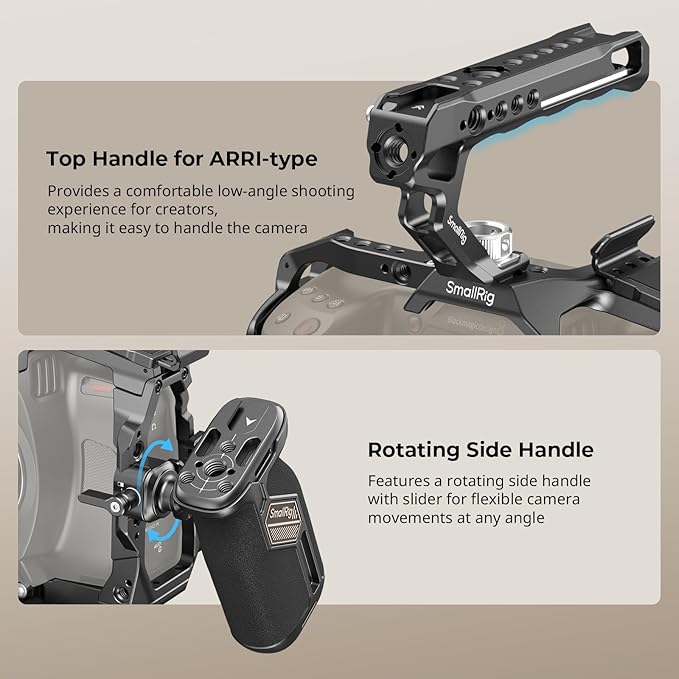 SmallRig Camera Cage Advanced Kit for Blackmagic Design Cinema 6K, Only for BMCC 6K, with Top Handle, Rotating Side Handle, SSD Bracket, Cable Clamp, Lens Mount Adapter, 15mm Rods and Baseplate - 4575