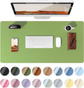 YSAGi Leather Desk Protector, Office Mat, Large Mouse Mat, Non-Slip PU Leather Blotter, Laptop Pad, Waterproof Writing Pad for Office and Home (Leaf Green, 31.5" x 15.8")