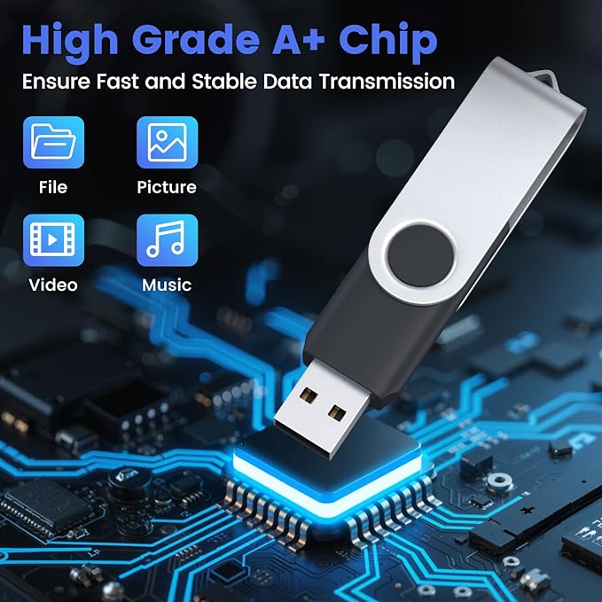 ABLAZE 8GB Flash Drives 500 Pack, USB 2.0 Thumb Drives Bulk Swivel Memory Stick Bulk USB 500 Pack Pendrives 8GB (Mixcolors)