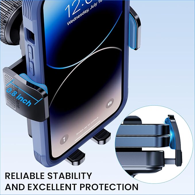 Phone Holder Car [Military Grade Suction Ultra Strong Base] Cell Phone Car Holder 3 in 1 Dashboard Windshield Air Vent Hands-Free for iPhone Android Phones