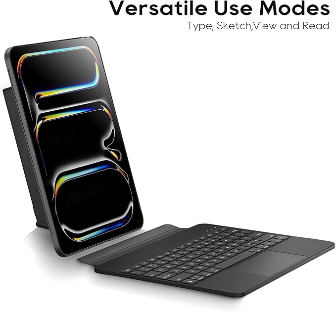Detachable Keyboard Case for Apple iPad Pro 13 inch (M4) 2024: Wireless Backlit Keyboard with Trackpad, Magnetic Protective Cover