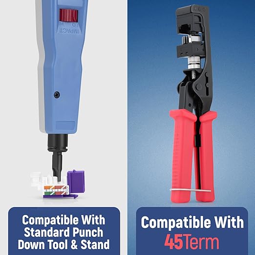Everest 45° Angled RJ45 Cat6 Keystone Jacks 50-Pack in Purple - Slim Profile Female RJ45 Connectors - Cat 6 Keystone Jack - Compatible with 45° Angled Speed Termination Tool - 45Term (B0BL3GS7ZY)