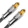 EMK 24K Gold-Plated Optical Audio Cable [23ft/7.6M] - Digital Toslink SPDIF Cable Compatible with Soundbar to TV, Home Theater - High-Speed Fiber Optic Cable (Silver)