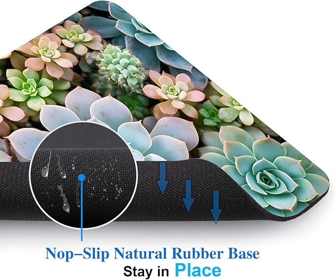 Cute Succulent Plants Mouse Pads for Desk, Portable Wireless Computer Mouse pad Small Design with Women, Non-Slip Rubber Base Laptop Mousepad 9.5" x 7.9" Smooth Surface for Office & Travel