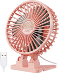 JZCreater USB Desk Fan, Portable Mini Fan, 3 Speeds Desktop Table Cooling, Plug in Power, Rotation Strong Wind, Quiet Personal Small Fan for Home Desktop Office Travel Bedroom, Pink