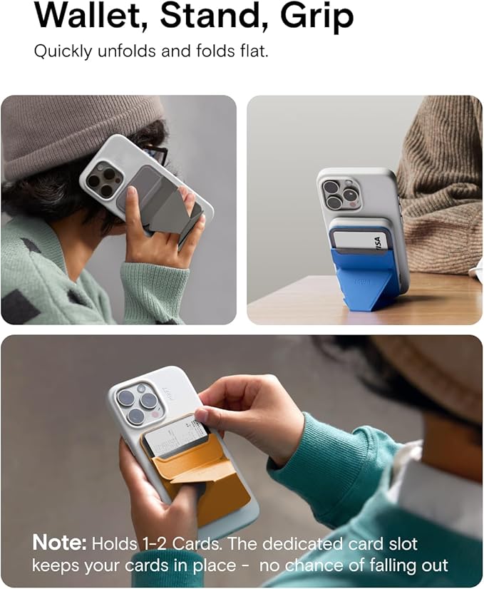 MOFT Magnetic Wallet Stand Compatible with iPhone 16/15/14/13/12 Series, Angle Adjustment & Magsafe Compatible MOVAS Phone Stand, Beach White