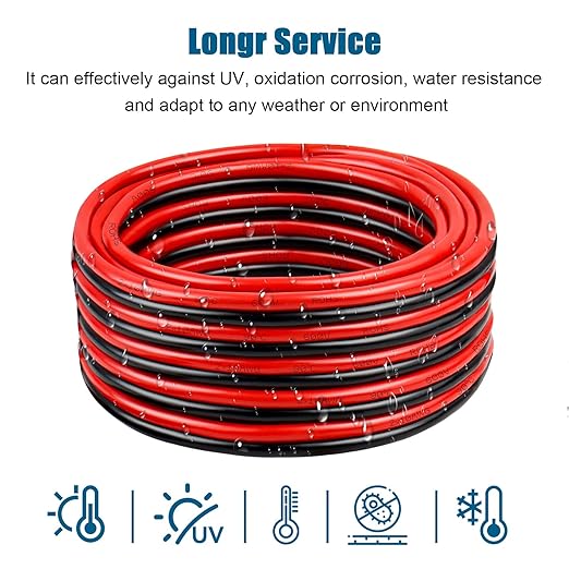 12 Gauge Wire 2 Conductors Copper Wire, 12 AWG Battery Cable Oxygen Free Copper Wire for Solar Panel, Automotive, Trailer, RV and Speaker (12 Gauge 10FT)