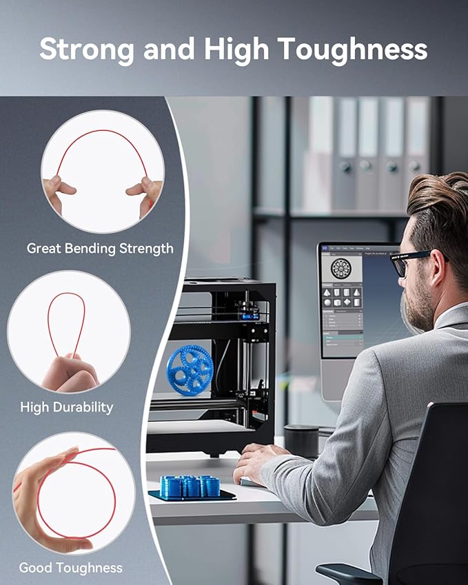 SUNLU 3D Printer Filament PETG Filament 1.75mm, Less Stringing Good Layer Adhesion High Toughness, PETG Filament 1.75 ±0.02mm, 1kg Spool(2.2lbs), Vivid Yellow