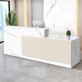 Reception Desk with Counter Modern Checkout Counter with Lockable Drawer Keyboard Tray Receptionist Desk for Office Salon Reception Table N Right 47inch/120cm