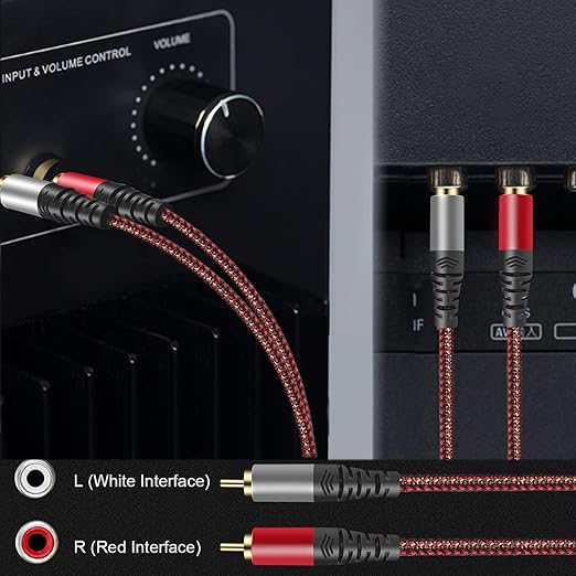 RCA Cable 40Ft,2Rca Male to 2-RCA Male Audio Stereo Subwoofer Cable [Hi-Fi Sound] Nylon-Braided Auxiliary Audio Cord for Home Theater, HDTV, Amplifiers, Hi-Fi Systems,Speakers and etc (40Ft)