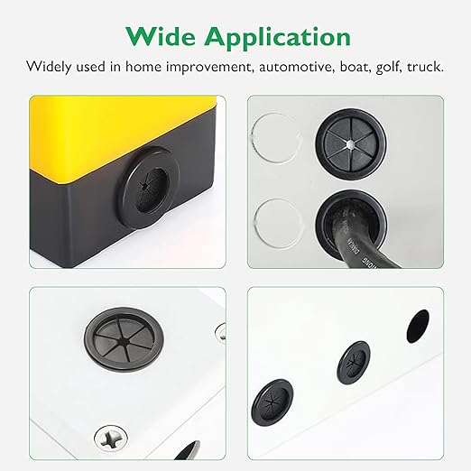 1 Inch Rubber Grommets for Wiring, 1 Inch Drill Hole 7/8 Inch ID, Firewall Grommets Automotive Cable Cords Hoses Protection, Double-Sided Rubber Plugs for Round Holes, 18 Pcs, 22x25 mm