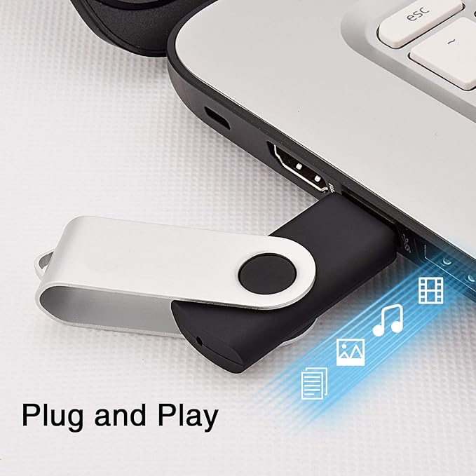 KOOTION 128MB Bulk USB Drives 100 Pack USB 2.0 Flash Drive Thumb Drives Swivel Memory Stick (Black, 100pcs, 128MB)