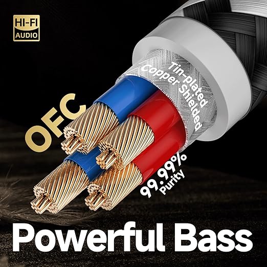 TODN HiFi RCA Audio Cables for Audiophile Shielded RCA Male to Male Cable for Subwoofers, Amp, Home Stereo (4.9ft/1.5m, 1 Pair)