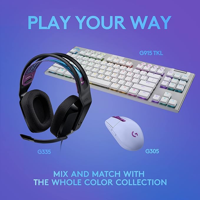 Logitech G335 Wired Gaming Headset, with Flip to Mute Microphone, 3.5mm Audio Jack, Memory Foam Earpads, Lightweight - Black